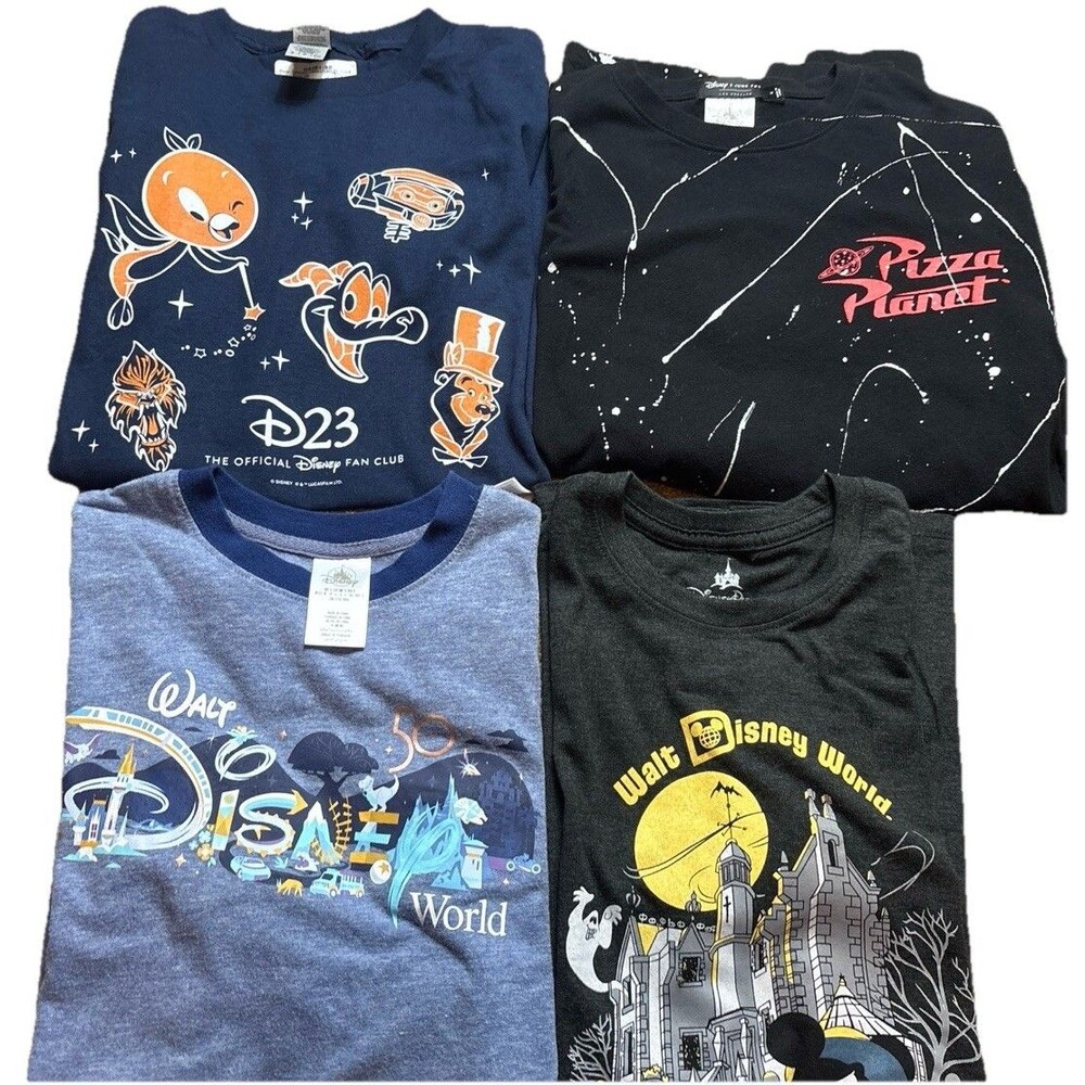 Disney Shirt Lot 4 Womens Small D23 Pizza Planet Haunted Mansion Parks